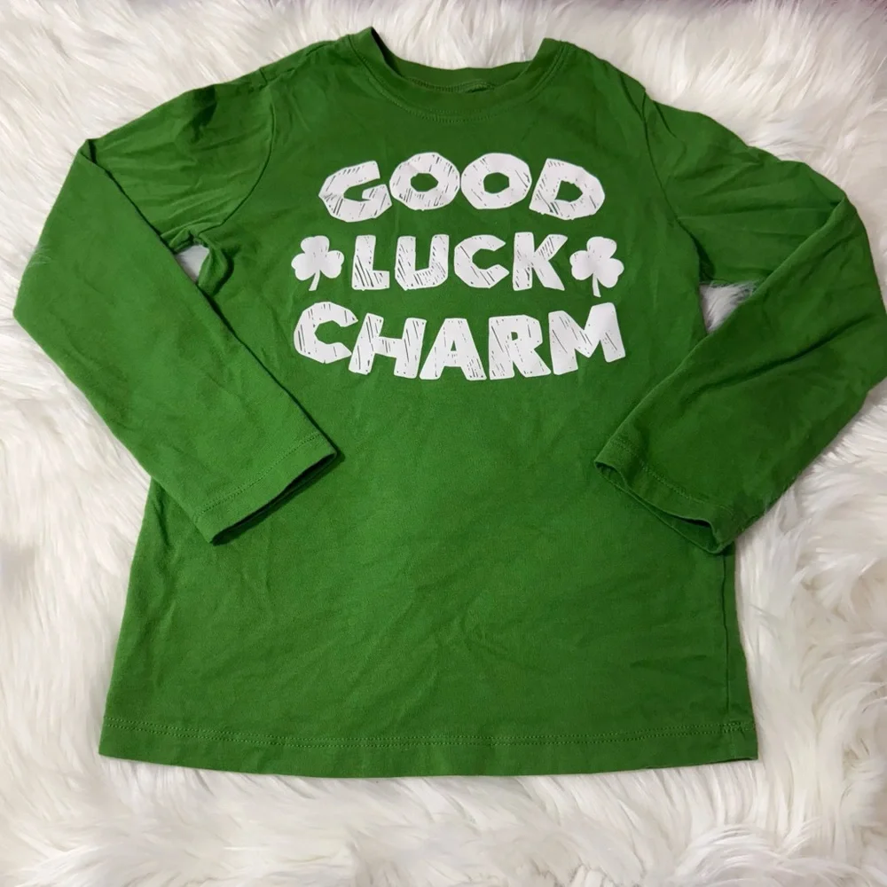 Carter's Youth Boy Size 6 Green 'Good Luck Charm' Long Sleeve Shirt